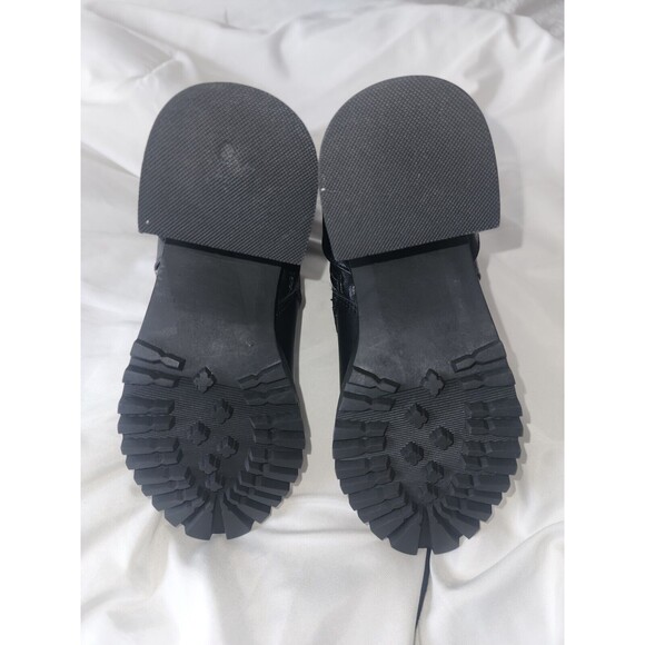 NWT Express Mid Ankle Lug Combat Boots SIZE 7 Black Gold Buckle Quilted Side Zip - Picture 6 of 7